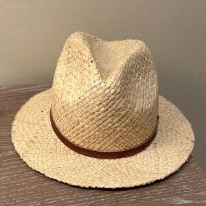 Madewell Straw Fedora Hat with Tan Band